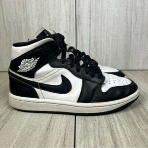 Jordan 1 Retro Mid Panda Black White Lace Up Sneaker Casual Shoe Women’s Size 5